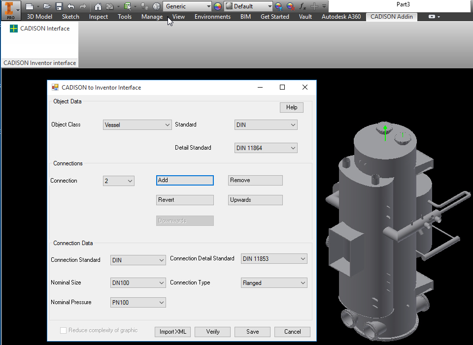 Ipari létesítmény tervező szoftver 3D tervezés - Inventor interface berendezések átvételére kép